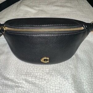 Coach Black Belt Bag with Gold Accents